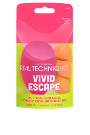 Real techniques VIVID ESCAPE XL + MINI MIRACLE COMPLEXION SPONGE CASE 4 pcs
