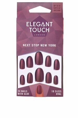 Elegant touch POLISHED COLOUR nails with glue oval #next stop New York