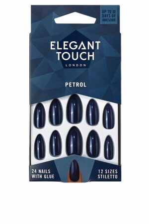 Elegant touch POLISHED COLOUR nails with glue stiletto #petrol 24 u