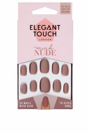 Elegant touch POLISHED COLOUR nails with glue oval #mink nude