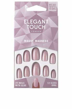 Elegant touch POLISHED COLOUR nails with glue oval #mave madness