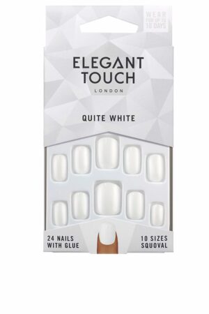 Elegant touch POLISHED COLOUR nails with glue squoval #quite white