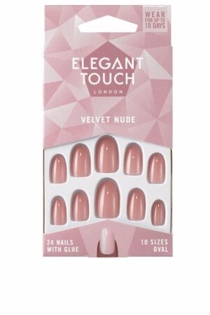 Elegant touch POLISHED COLOUR nails with glue oval #velvet nude