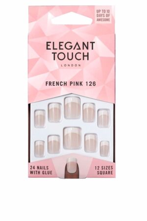 Elegant touch FRENCH pink nails with glue square #126-S 24 u