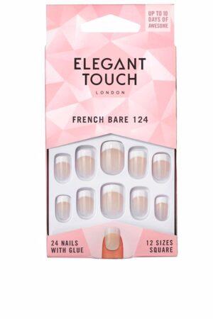Elegant touch FRENCH bare nails with glue square #124-S 24 u