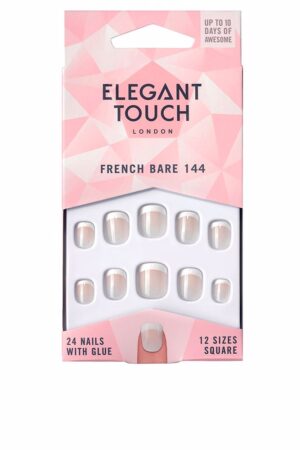 Elegant touch FRENCH bare nails with glue square #144-XS 24 u