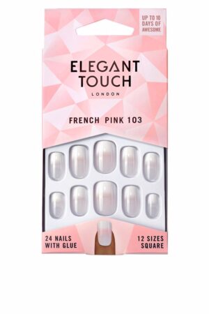 Elegant touch FRENCH pink nails with glue square #103-M 24 u