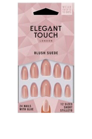 Elegant touch CORE COLOUR nails with glue short stiletto #blush suede 24 u