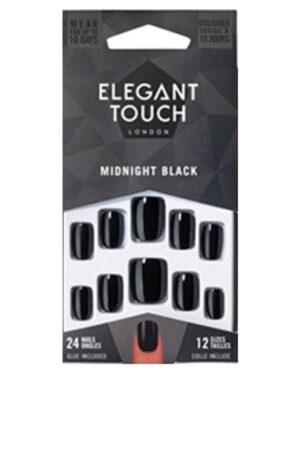Elegant touch CORE COLOUR nails with glue squoval #midnight black 24 u