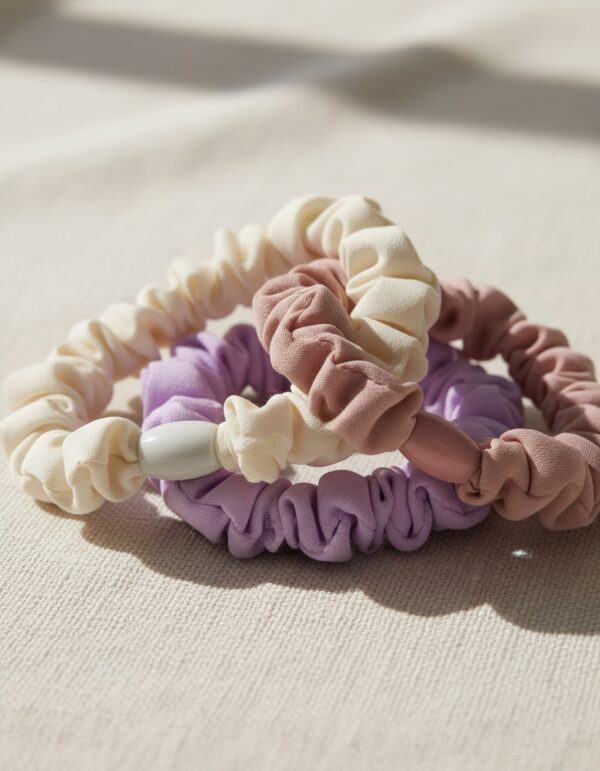 Inca WRINKLED Ponytail Holders #beix-lila-rosa 3 u