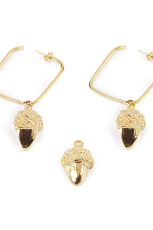 Shabama SQUARE ACORN earrings #shiny gold 1 u