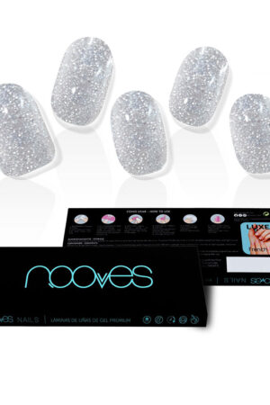 Nooves Dazzling Diva Premium Glam #Glitter Gray GEL NAIL SHEETS 20 u