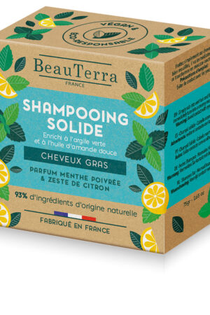 Beauterra SOLIDE mint and lemon peel shampoo 75 gr