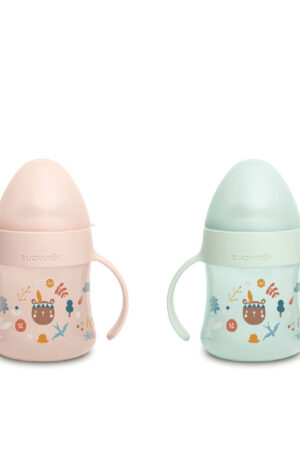 Suavinex INTO THE FOREST baby bottle train handles colors +4M 150 ml