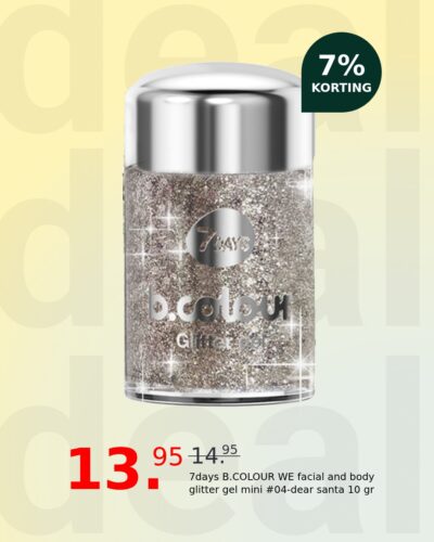 7days B.COLOUR WE facial and body glitter gel mini #04-dear santa 10 gr