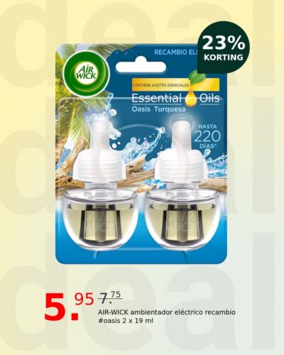 AIR-WICK ambientador eléctrico recambio #oasis 2 x 19 ml