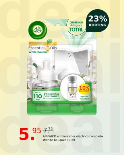 AIR-WICK ambientador electrico completo #white bouquet 19 ml
