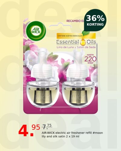 AIR-WICK electric air freshener refill #moon lily and silk satin 2 x 19 ml