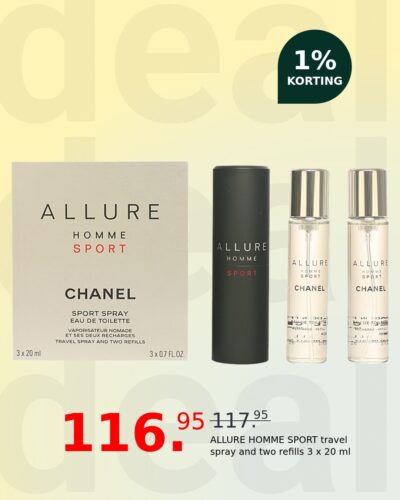ALLURE HOMME SPORT travel spray and two refills 3 x 20 ml