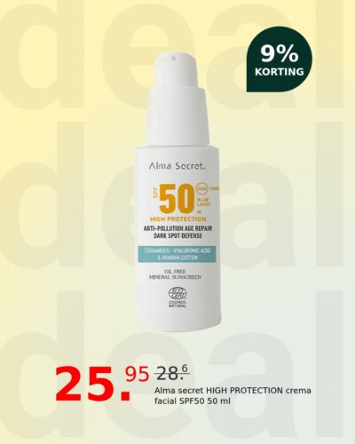 Alma secret HIGH PROTECTION crema facial SPF50 50 ml