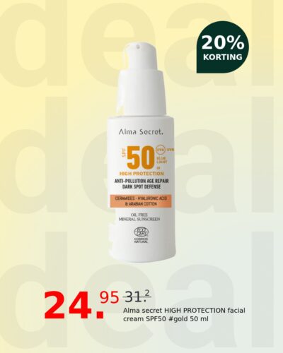 Alma secret HIGH PROTECTION facial cream SPF50 #gold 50 ml