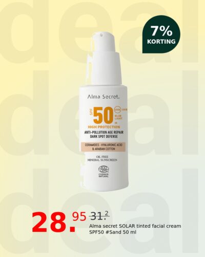 Alma secret SOLAR tinted facial cream SPF50 #Sand 50 ml