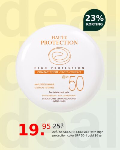 AvÈne SOLAIRE COMPACT with high protection color SPF 50 #gold 10 gr
