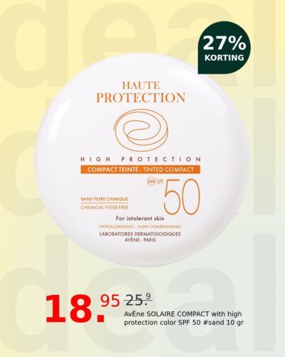 AvÈne SOLAIRE COMPACT with high protection color SPF 50 #sand 10 gr