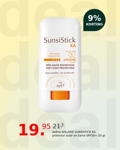 AvÈne SOLAIRE SUNSISTICK KA protector solar en barra SPF50+ 20 gr