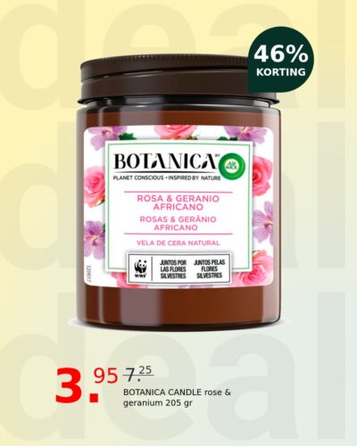 BOTANICA CANDLE rose & geranium 205 gr