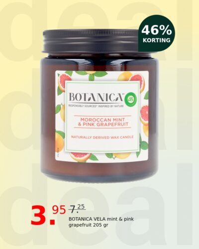 BOTANICA VELA mint & pink grapefruit 205 gr