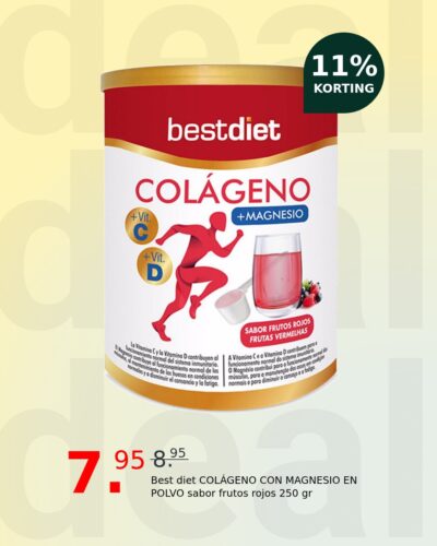 Best diet COLÁGENO CON MAGNESIO EN POLVO sabor frutos rojos 250 gr