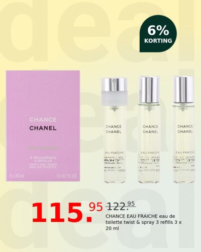CHANCE EAU FRAICHE eau de toilette twist & spray 3 refills 3 x 20 ml