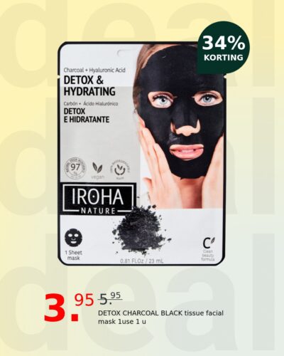DETOX CHARCOAL BLACK tissue facial mask 1use 1 u