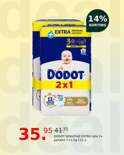 DODOT SENSITIVE EXTRA talla 3+ pañales 7-11 kg 112 u