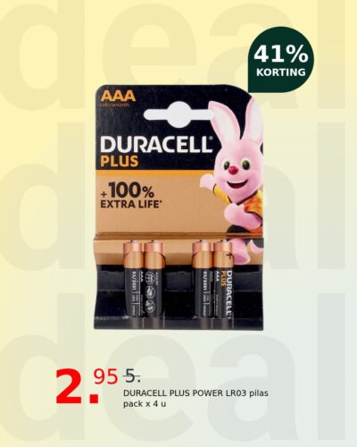 DURACELL PLUS POWER LR03 pilas pack x 4 u