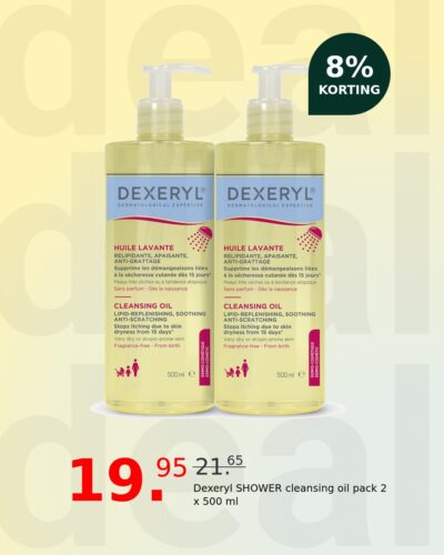 Dexeryl SHOWER cleansing oil pack 2 x 500 ml