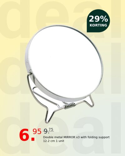 Double metal MIRROR x3 with folding support 12.2 cm 1 unit