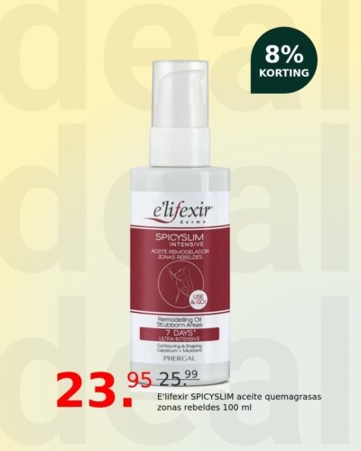 E'lifexir SPICYSLIM aceite quemagrasas zonas rebeldes 100 ml
