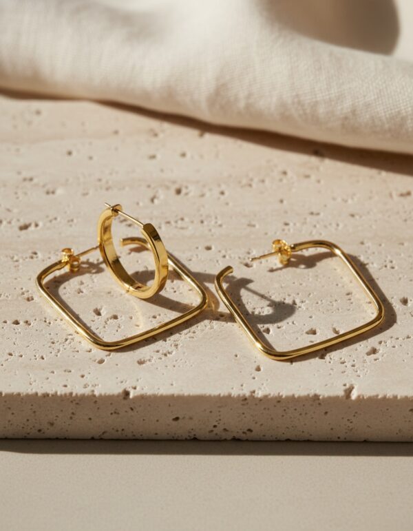 Shabama MOORE SQUARES earrings #shiny gold 1 u