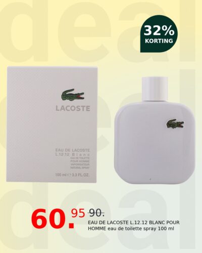 EAU DE LACOSTE L.12.12 BLANC POUR HOMME eau de toilette spray 100 ml
