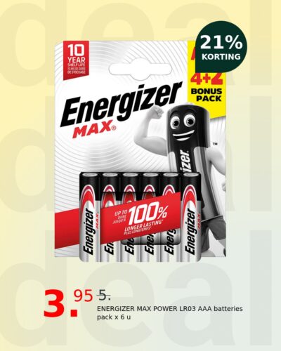 ENERGIZER MAX POWER LR03 AAA batteries pack x 6 u