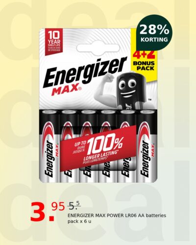 ENERGIZER MAX POWER LR06 AA batteries pack x 6 u