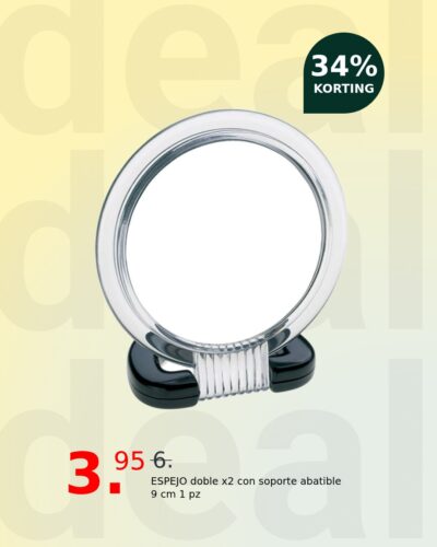 ESPEJO doble x2 con soporte abatible 9 cm 1 pz
