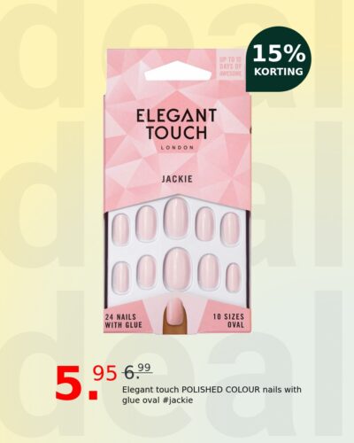 Elegant touch POLISHED COLOUR nails with glue oval #jackie