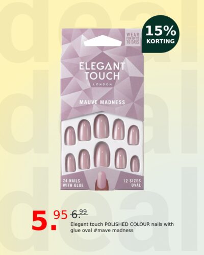 Elegant touch POLISHED COLOUR nails with glue oval #mave madness