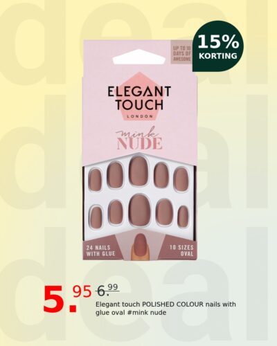 Elegant touch POLISHED COLOUR nails with glue oval #mink nude