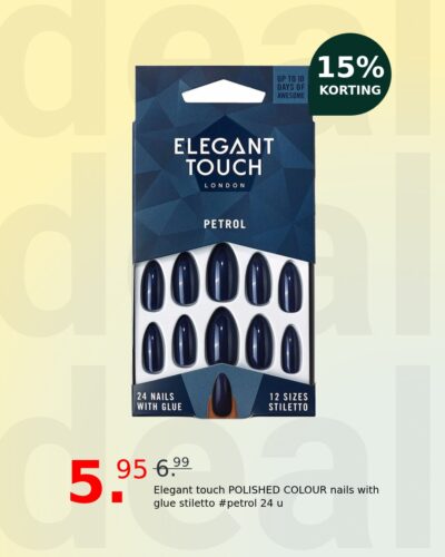 Elegant touch POLISHED COLOUR nails with glue stiletto #petrol 24 u