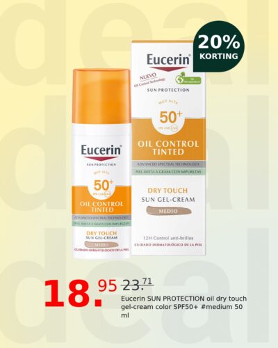 Eucerin SUN PROTECTION oil dry touch gel-cream color SPF50+ #medium 50 ml