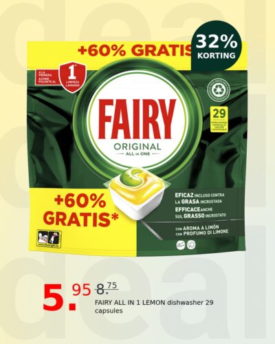 FAIRY ALL IN 1 LEMON dishwasher 29 capsules